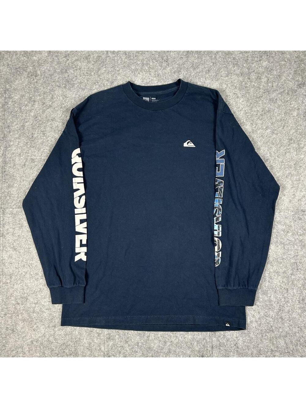 Vintage Quiksilver Long Sleeve Y2K Surf Shirt Double Sleeve Hit Blue Size Large